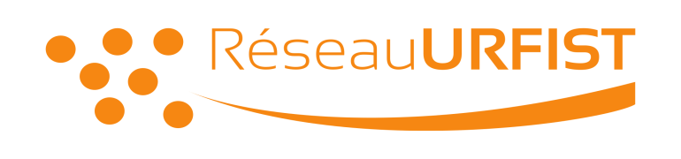 Logo du Réseau des Urfist montrant 7 points orange symbolisant les 7 Urfist, le nom "Réseau URFIST" souligné par la virgule horizontale spécifique aux Urfist